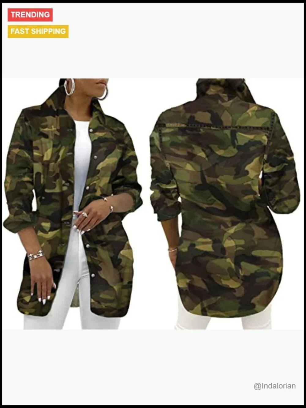 Canvas Slim Fit Camouflage Casual Jacket with Long Sleeves